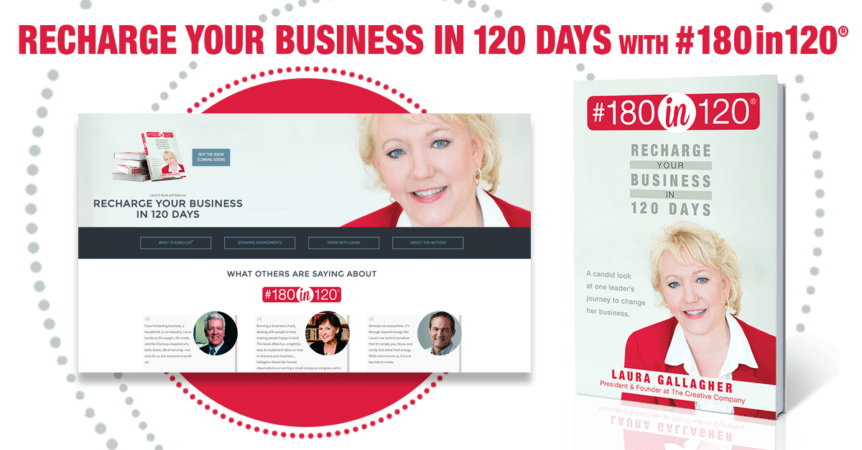 180 in 120 book by author and entrepreneur laura gallagher of the creative company in madison wisconsin featuring her new book website