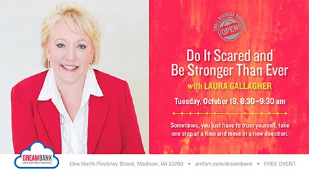 laura gallagher author, speaker and entrepreneur at the creative company in madison wisconsin speaks at dream bank by american family insurance