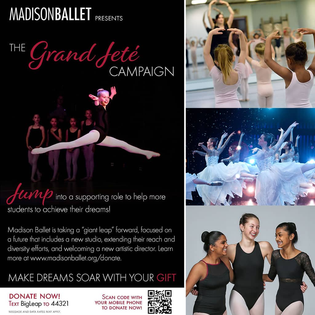 Madison Ballet Grand Jete Capital Campaign, ballet grand leap, diversity, youth