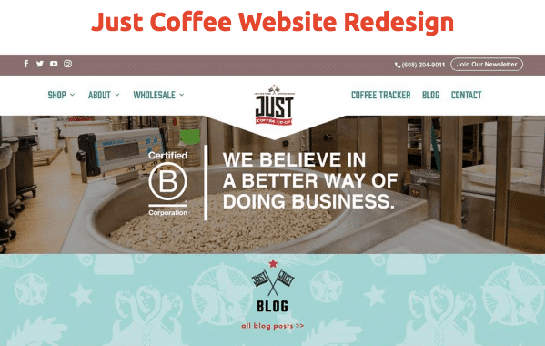 Just Coffee, coffee, website