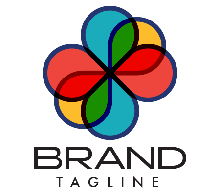 Colorful abstract flower logo with 'Brand Tagline' underneath