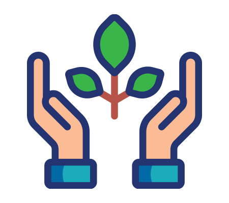 Two hands surrounding a small growing plant, symbolizing care and growth