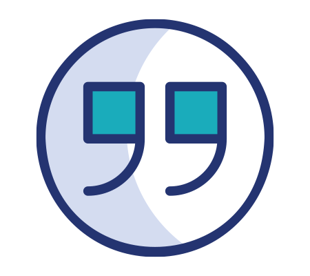 Quotation mark icon inside a circle, symbolizing a quote or testimonial