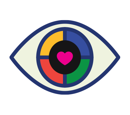 Icon representing compassionate perspective, inclusive vision, or human-centered focus