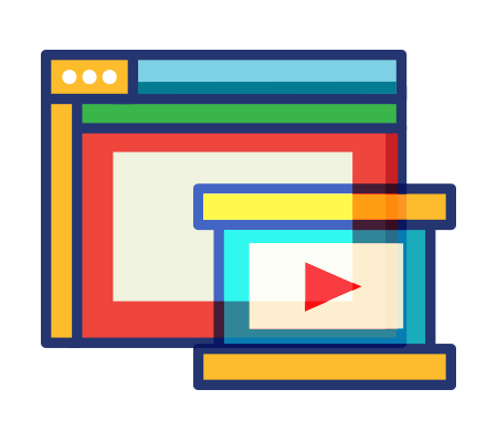 Icon representing video integration or multimedia content in web design