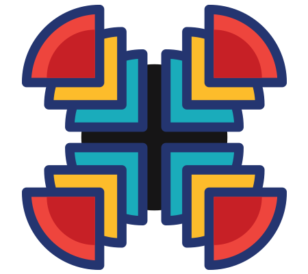 Structured icon with layered elements representing interconnected systems, alignment, or integrated planning