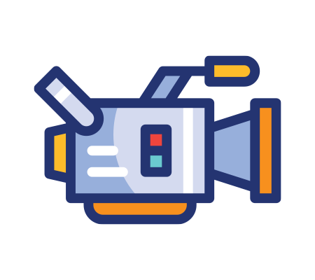 Video camera icon with buttons and handle, representing media or recording