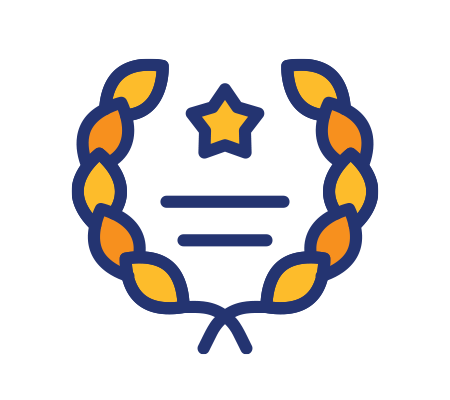 Laurel wreath with a star and two text lines, symbolizing achievement or recognition