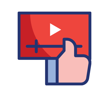 Like icon for video content, representing viewer engagement or content approval